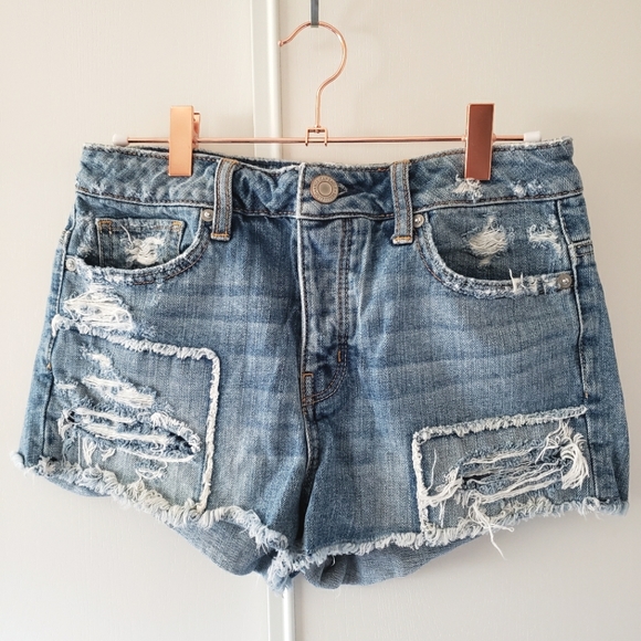 American Eagle Outfitters Pants - American Eagle, Distressed, Blue, Denim Jean Shorts. Size 4.